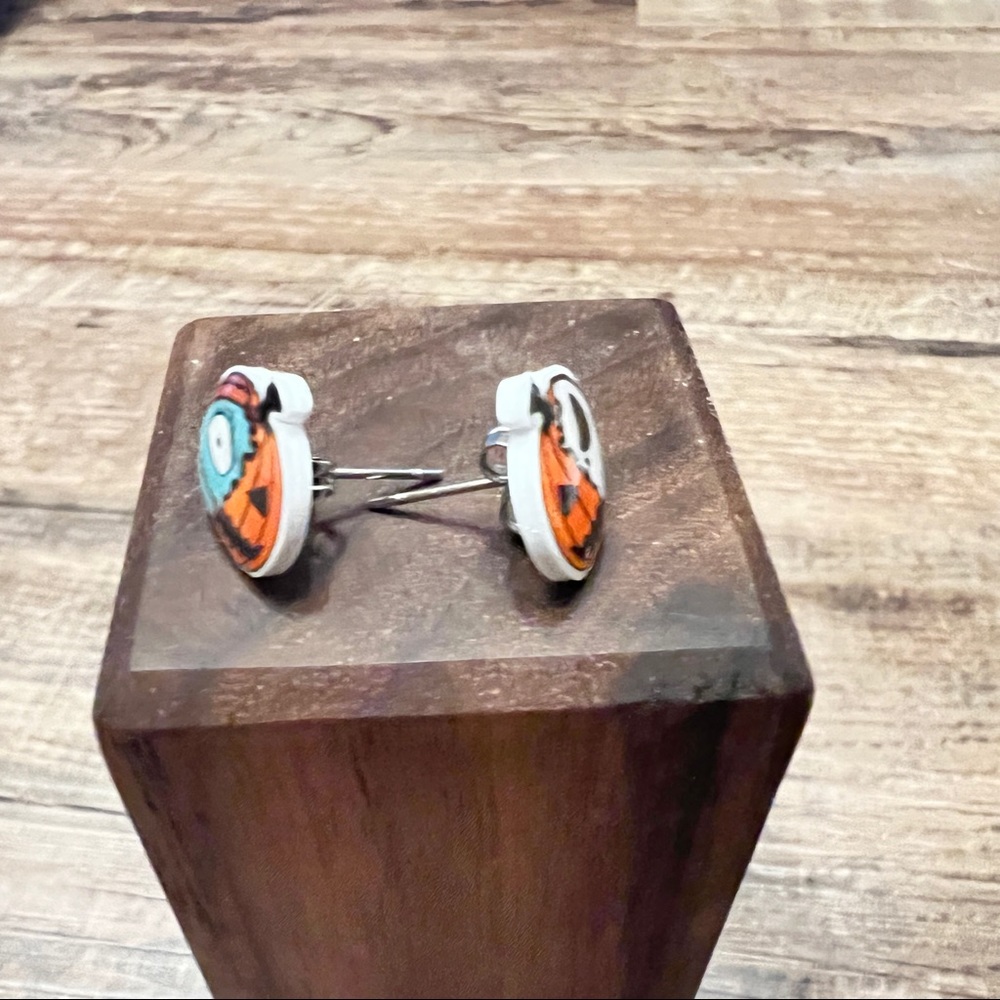 Jack and Sally, jack-o’-lantern, pumpkin stud earrings. New - Picture 8 of 11